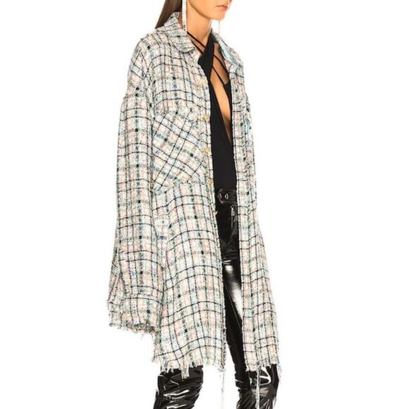 FAITH CONNEXION Check Tweed Oversized Shirt Multicolor - Picture 3 of 7